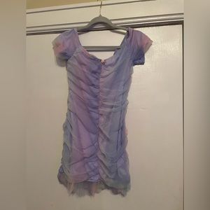 Sugar Thrillz Pastel Ruched Off The Shoulder Dress